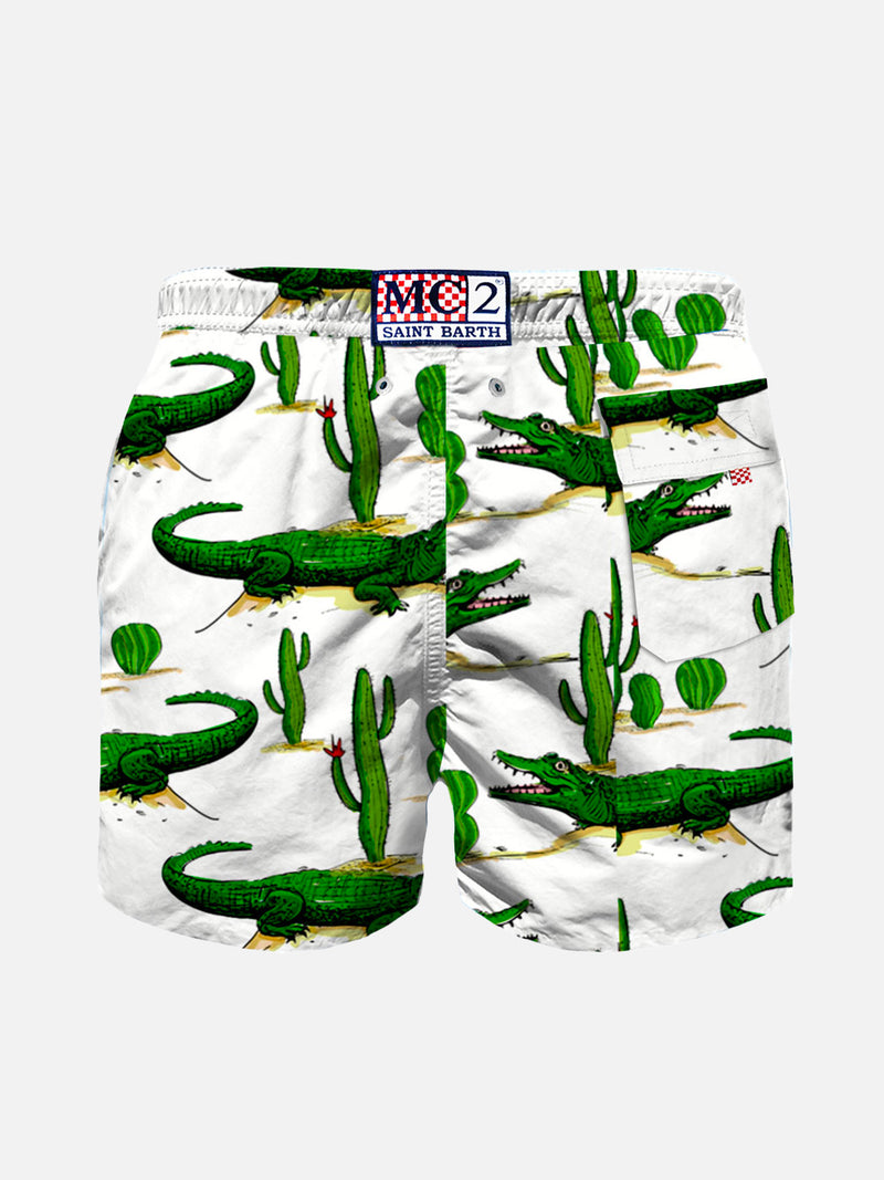 Badeshorts für Jungen mit Krokodil- und Kaktus-Print