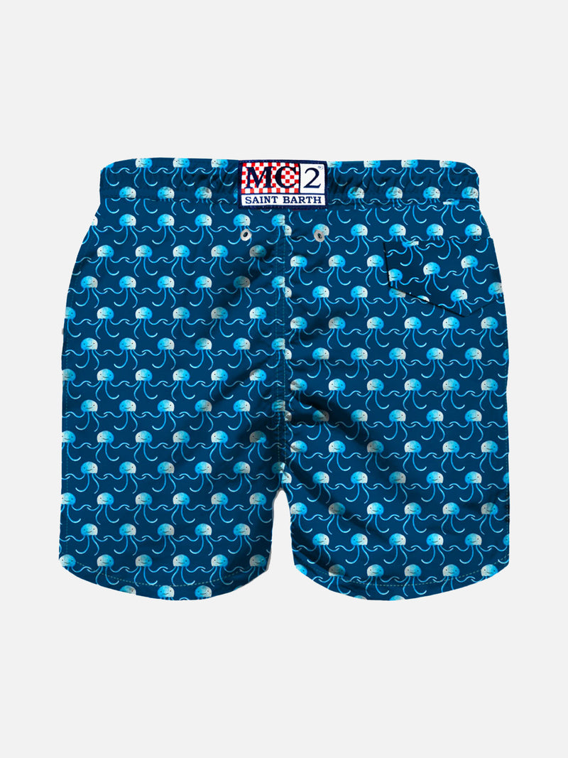 Jungen-Badeshorts aus leichtem Stoff mit Quallen-Print