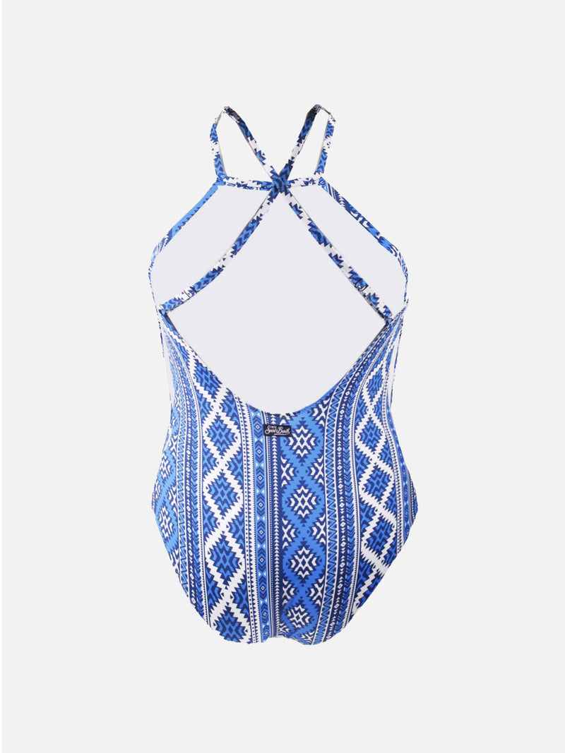 Geometric print one piece swimsuit