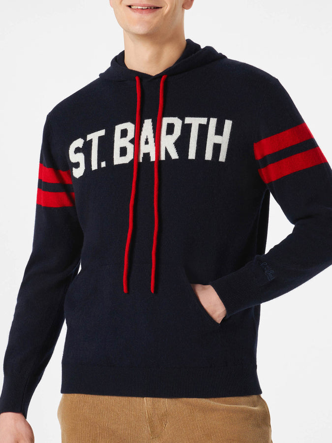 Mc2 Saint Barth Felpa con cappuccio in maglia con stampa St. Barth