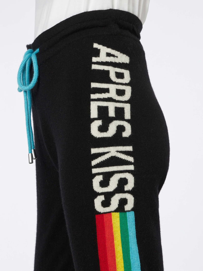 Knitted sweatpants with rainbow intarsia