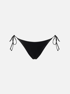 Woman lamina black swim briefs with side laces - MC2 Saint Barth