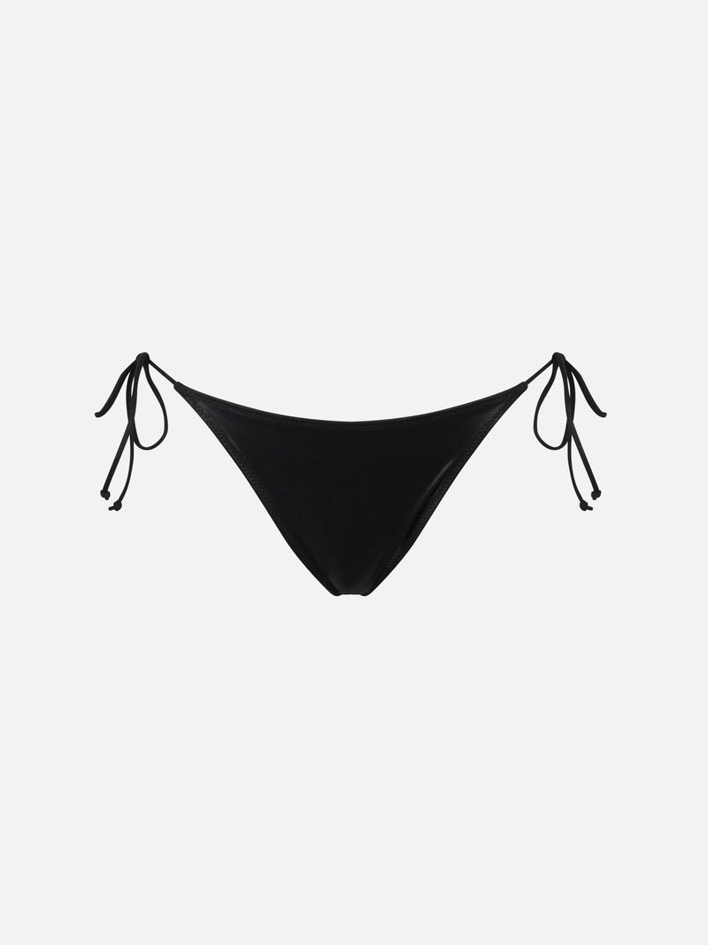 Slip mare donna lamina nero con laccetti laterali