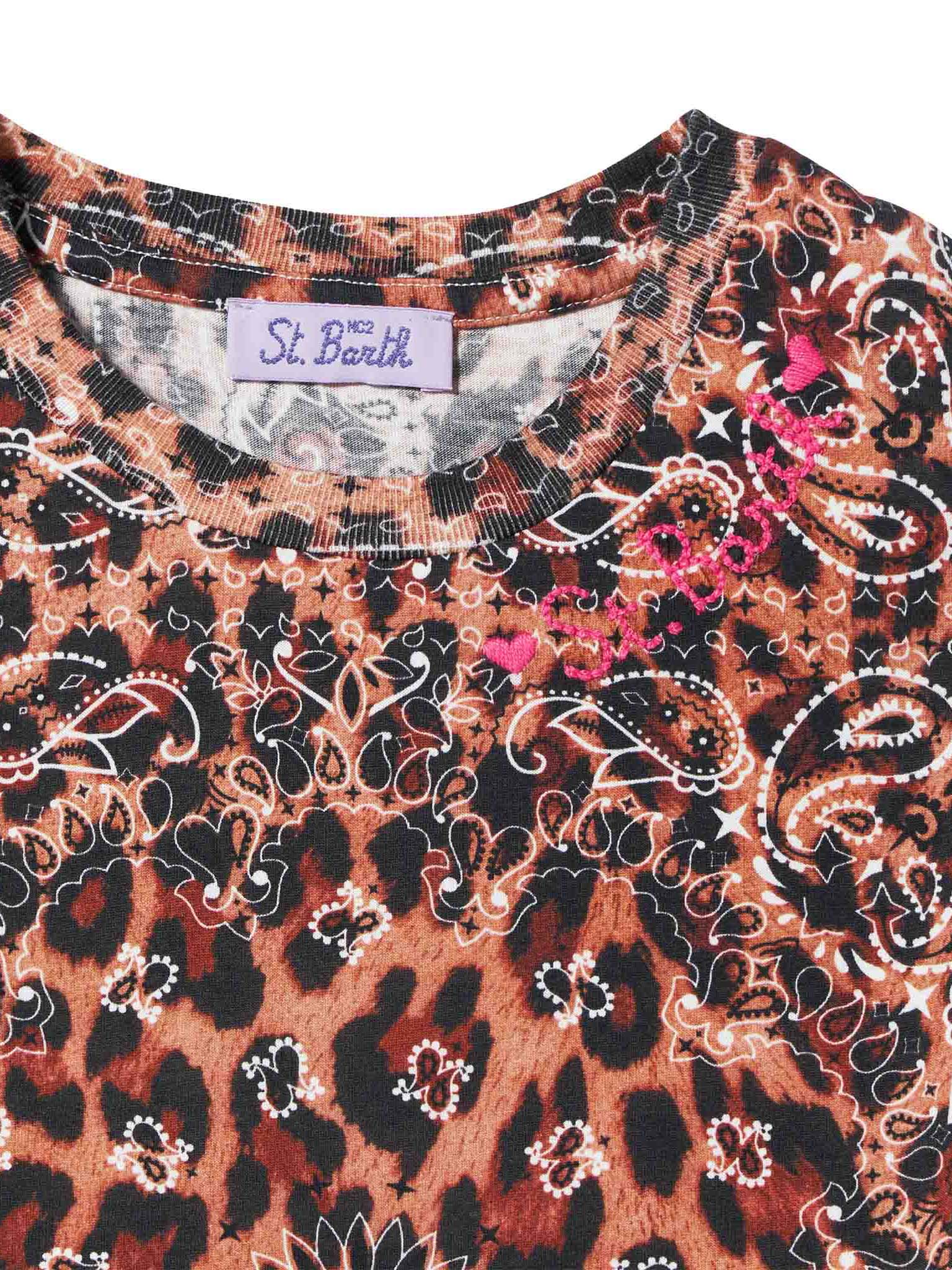 Girl leopard cotton dress with fringes - MC2 Saint Barth