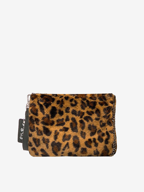 Parisienne wooly cross-body pouch bag with animalier print