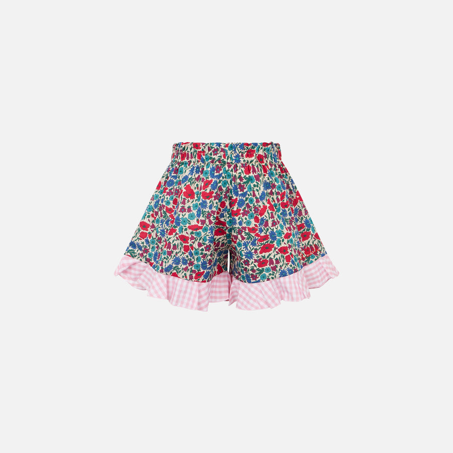 Mc2 Saint Barth Pantaloncini da bambina in cotone con volant | Realizzato con tessuto Liberty