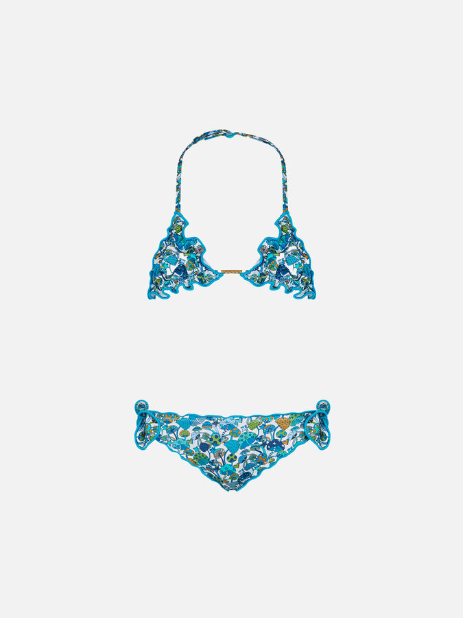 Mc2 Saint Barth Bikini da bambina a triangolo con stampa funghi | EDIZIONE SPECIALE LIBERTY