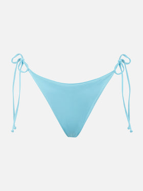 Woman light blue swim briefs with side laces