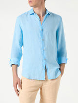 Herren-Hemd aus aquarellfarbenem, hellblauem Leinen von Pamplona