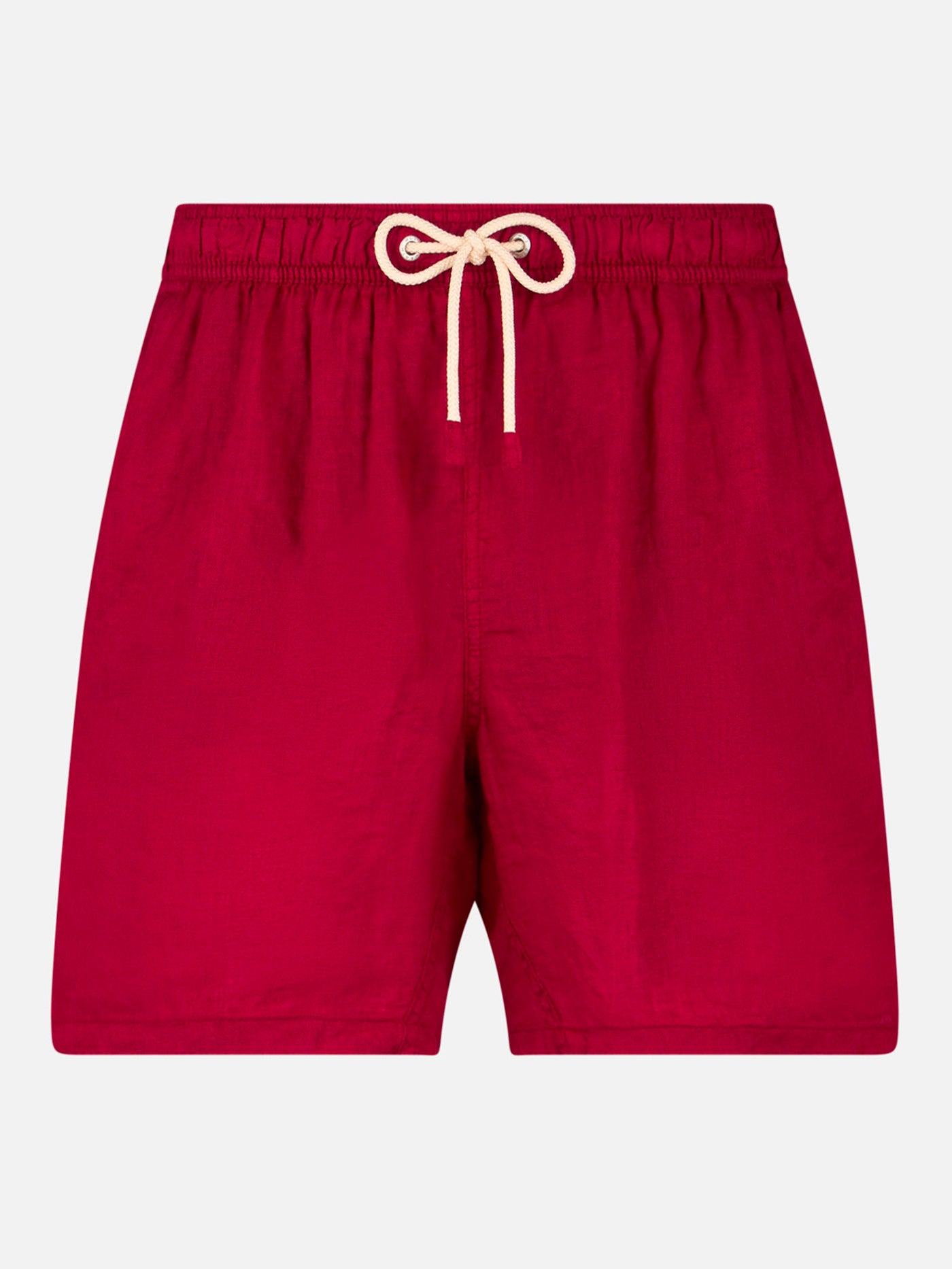 Solid bordeaux mid-length linen swim shorts - MC2 Saint Barth