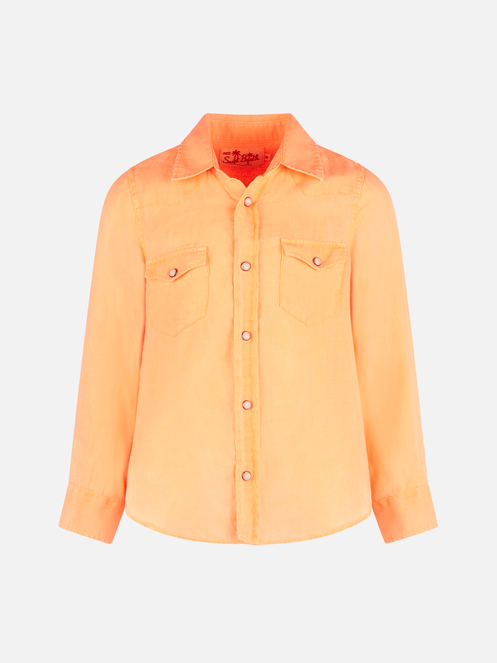 Boy fluo orange linen shirt - MC2 Saint Barth