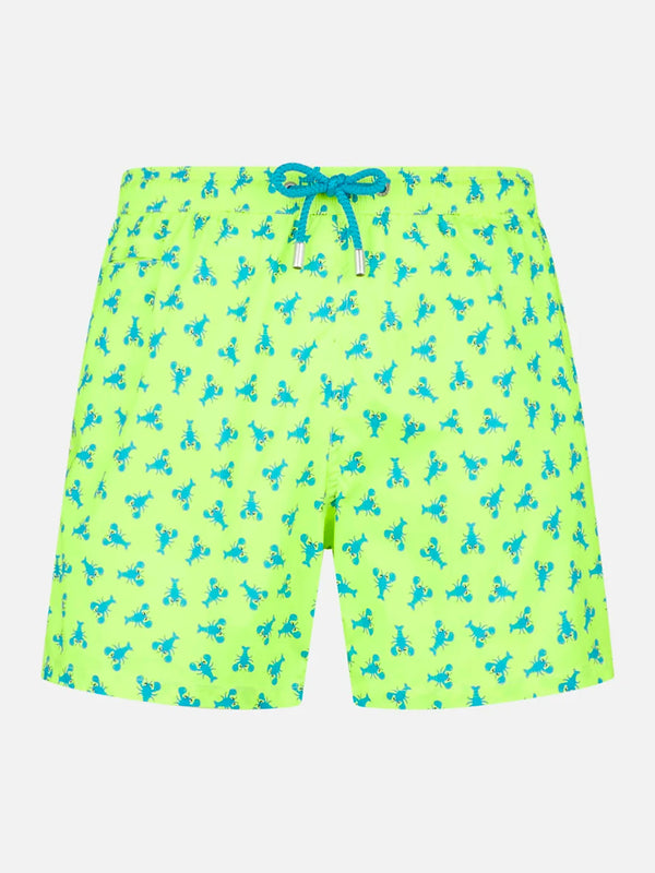 Man light fabric comfort swim shorts with lobster print