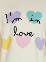 Mädchenpullover mit Herzaufdruck und „I'm in Love“-Stickerei