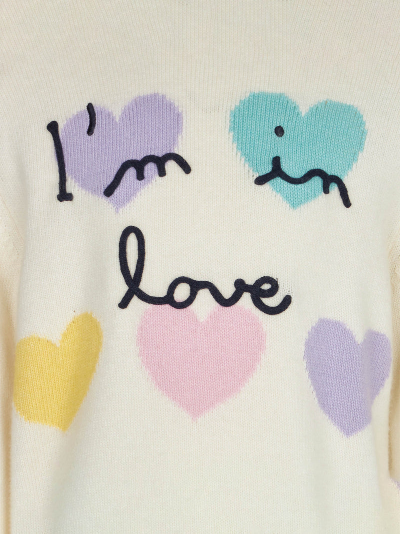 Mädchenpullover mit Herzaufdruck und „I'm in Love“-Stickerei