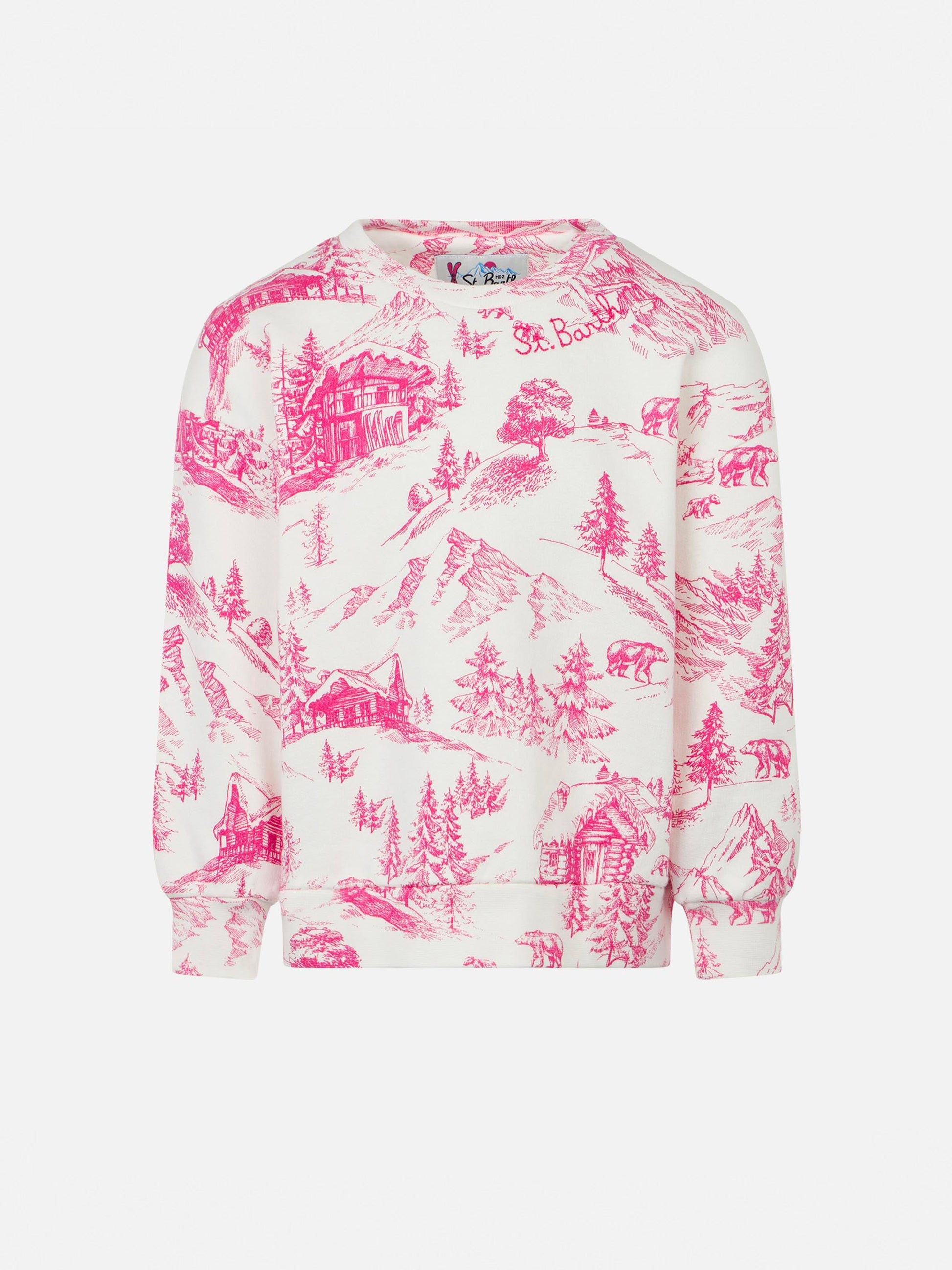 Girl crewneck sweatshirt with toile de jouy print - MC2 Saint Barth