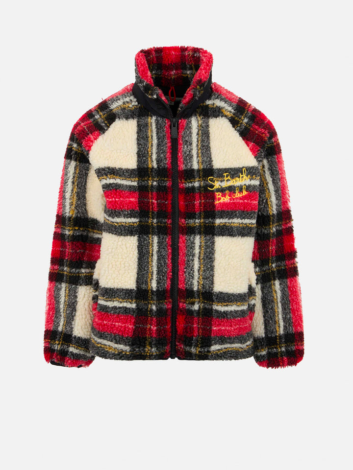 Girl sherpa jacket with tartan print - MC2 Saint Barth