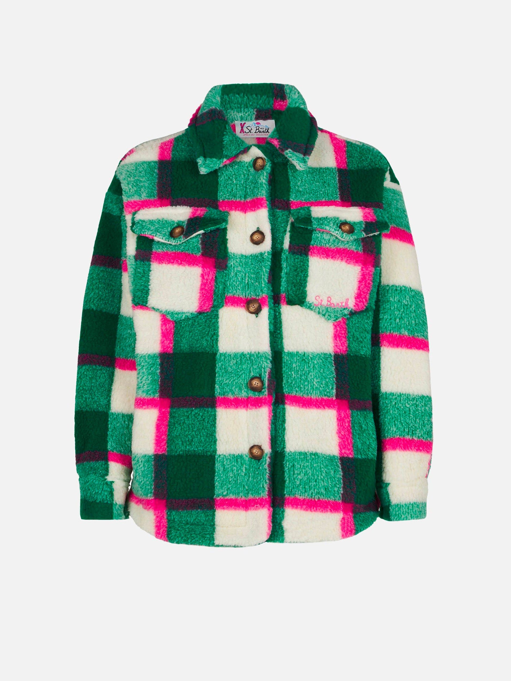 Girl sherpa overshirt with tartan print - MC2 Saint Barth