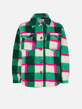 Girl sherpa overshirt with tartan print - MC2 Saint Barth