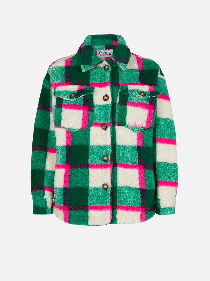 Girl sherpa overshirt with tartan print - MC2 Saint Barth