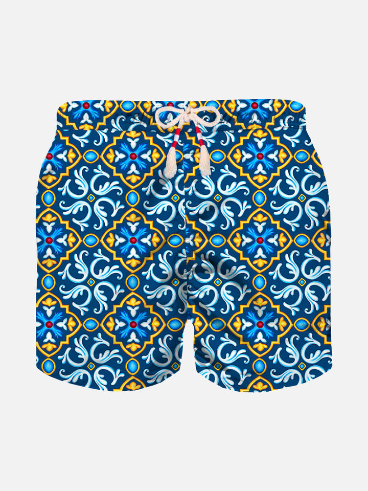 Boy swim shorts with majolica print - MC2 Saint Barth