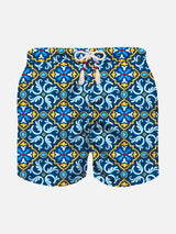 Boy swim shorts with majolica print