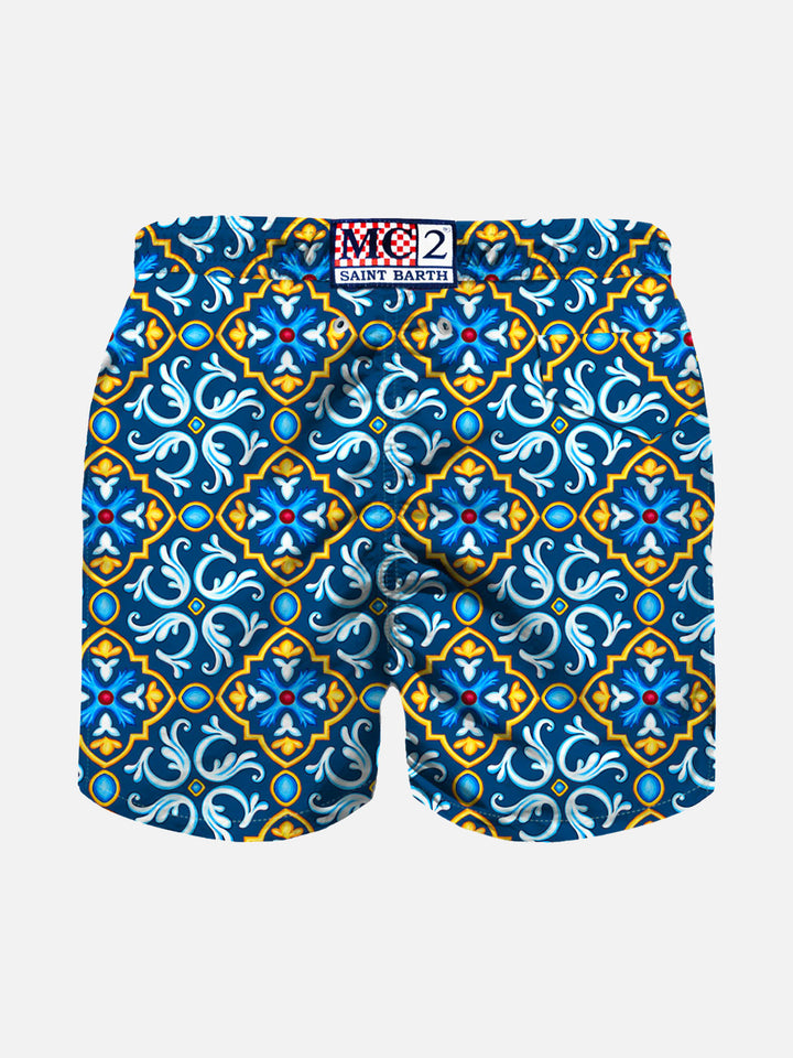Boy swim shorts with majolica print - MC2 Saint Barth