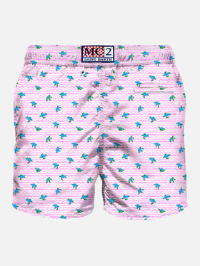 Comfort Light classic stretch swim shorts with sea turtles print - MC2 Saint Barth