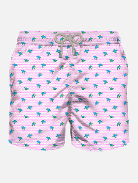Comfort Light classic stretch swim shorts with sea turtles print - MC2 Saint Barth