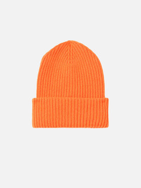 Berretto da uomo in maglia arancione fluo