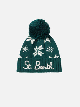 Man green beanie with norwegian pattern - MC2 Saint Barth