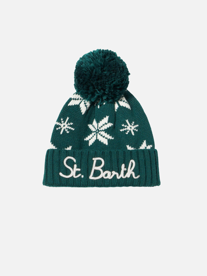 Man green beanie with norwegian pattern - MC2 Saint Barth