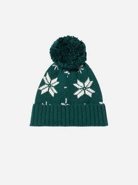 Man green beanie with norwegian pattern - MC2 Saint Barth