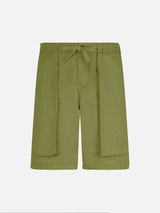 Man military green bermuda with side pockets