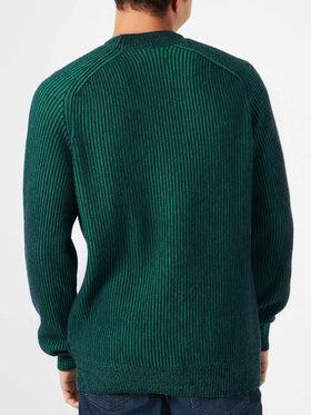 Man green half-turtleneck ribbed sweater - MC2 Saint Barth
