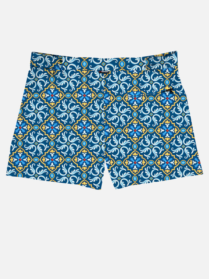 Man swim shorts with maiolica print - MC2 Saint Barth