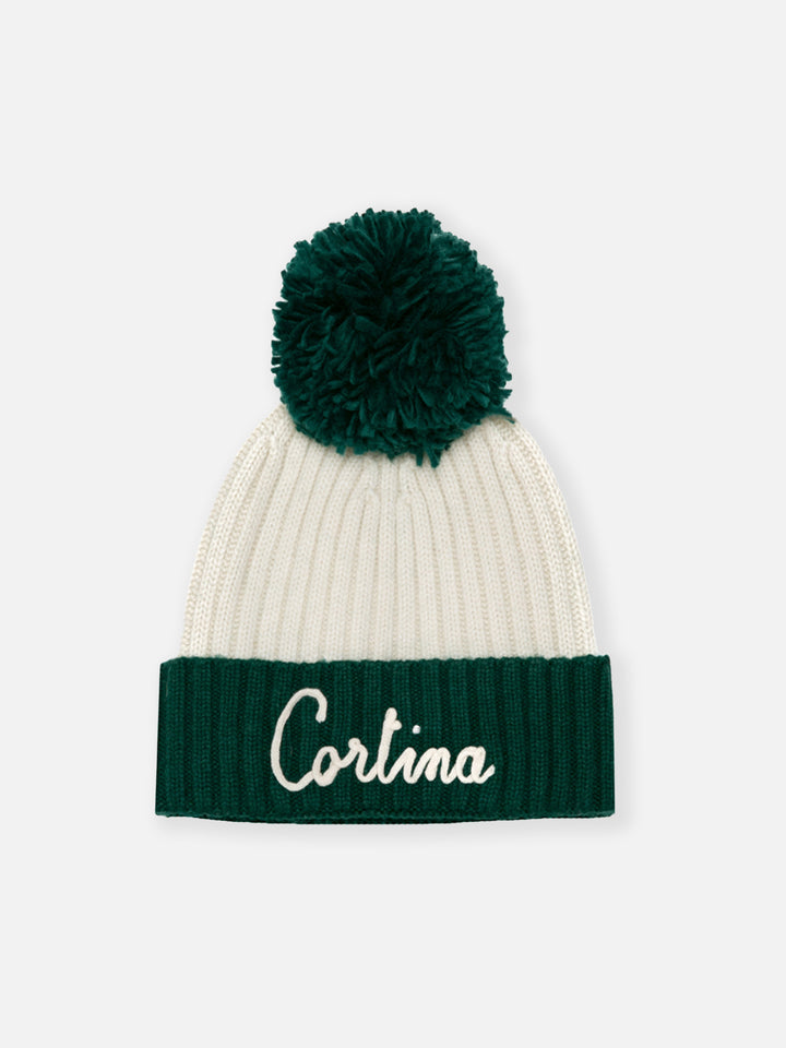 Kid hat with Cortina embroidery and pompon - MC2 Saint Barth