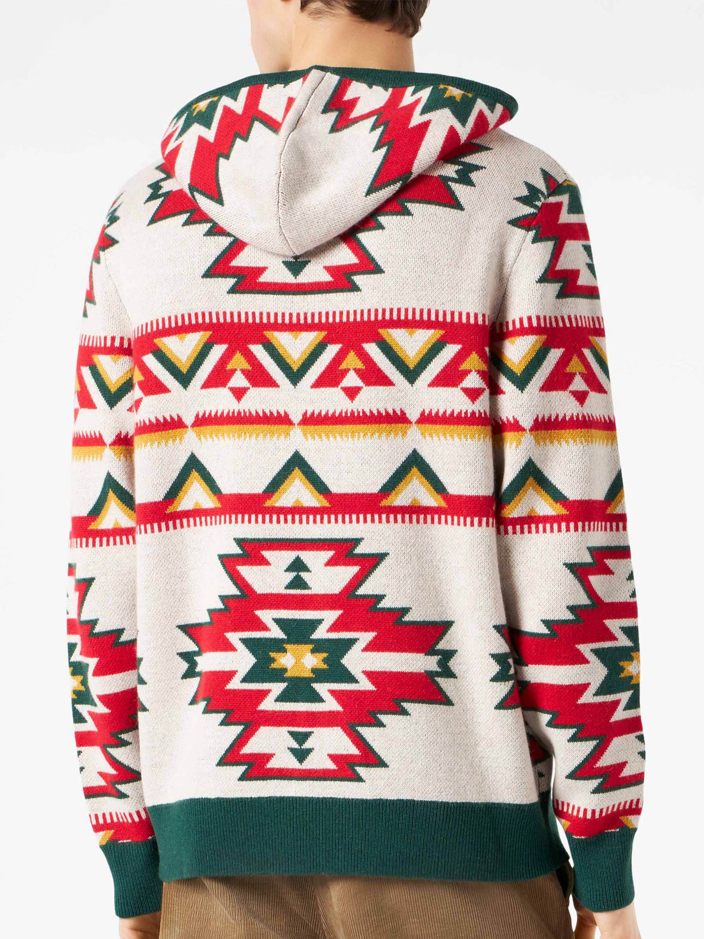 Man hooded knit with ethnic pattern - MC2 Saint Barth