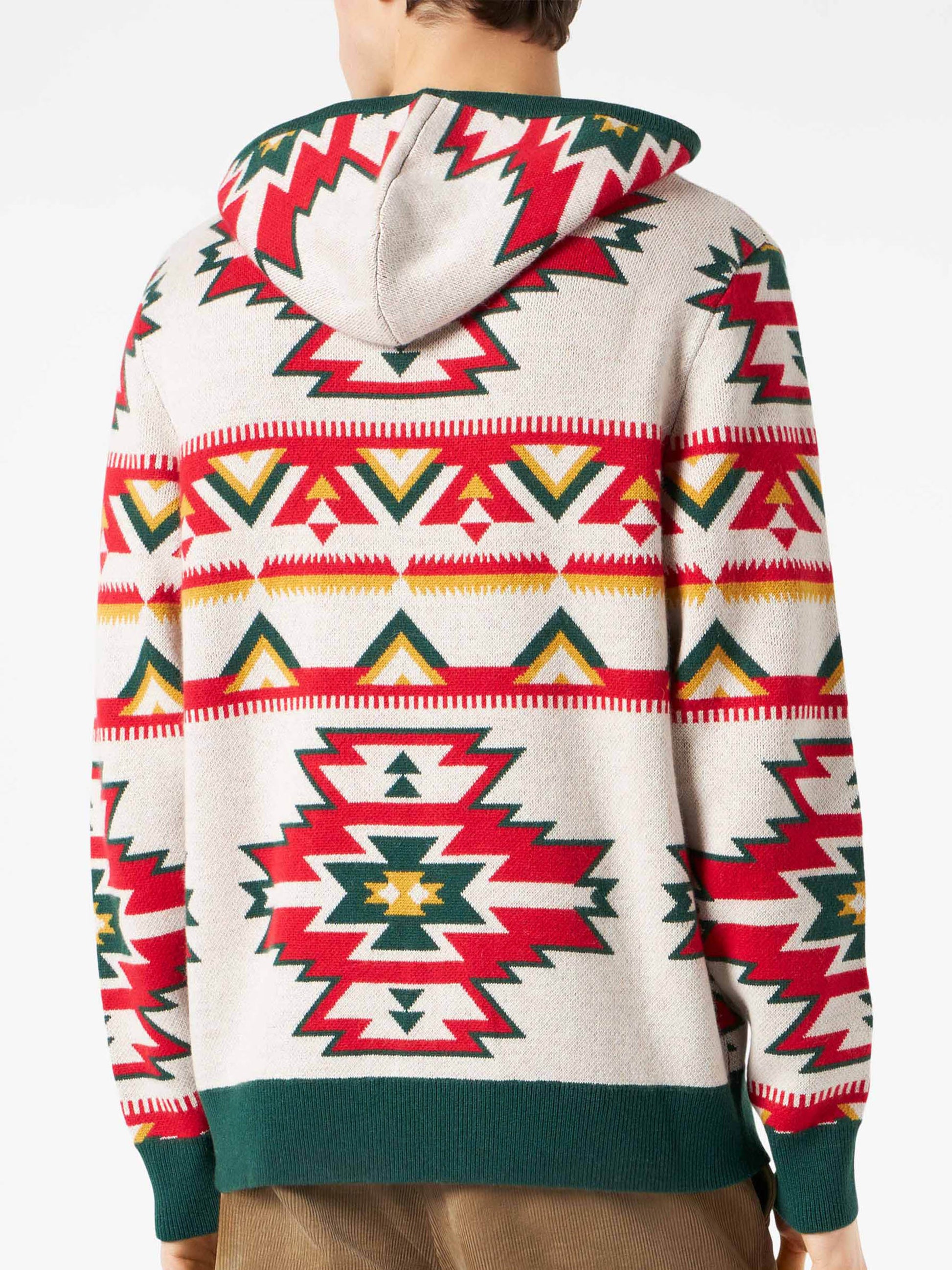 Man hooded knit with ethnic pattern - MC2 Saint Barth