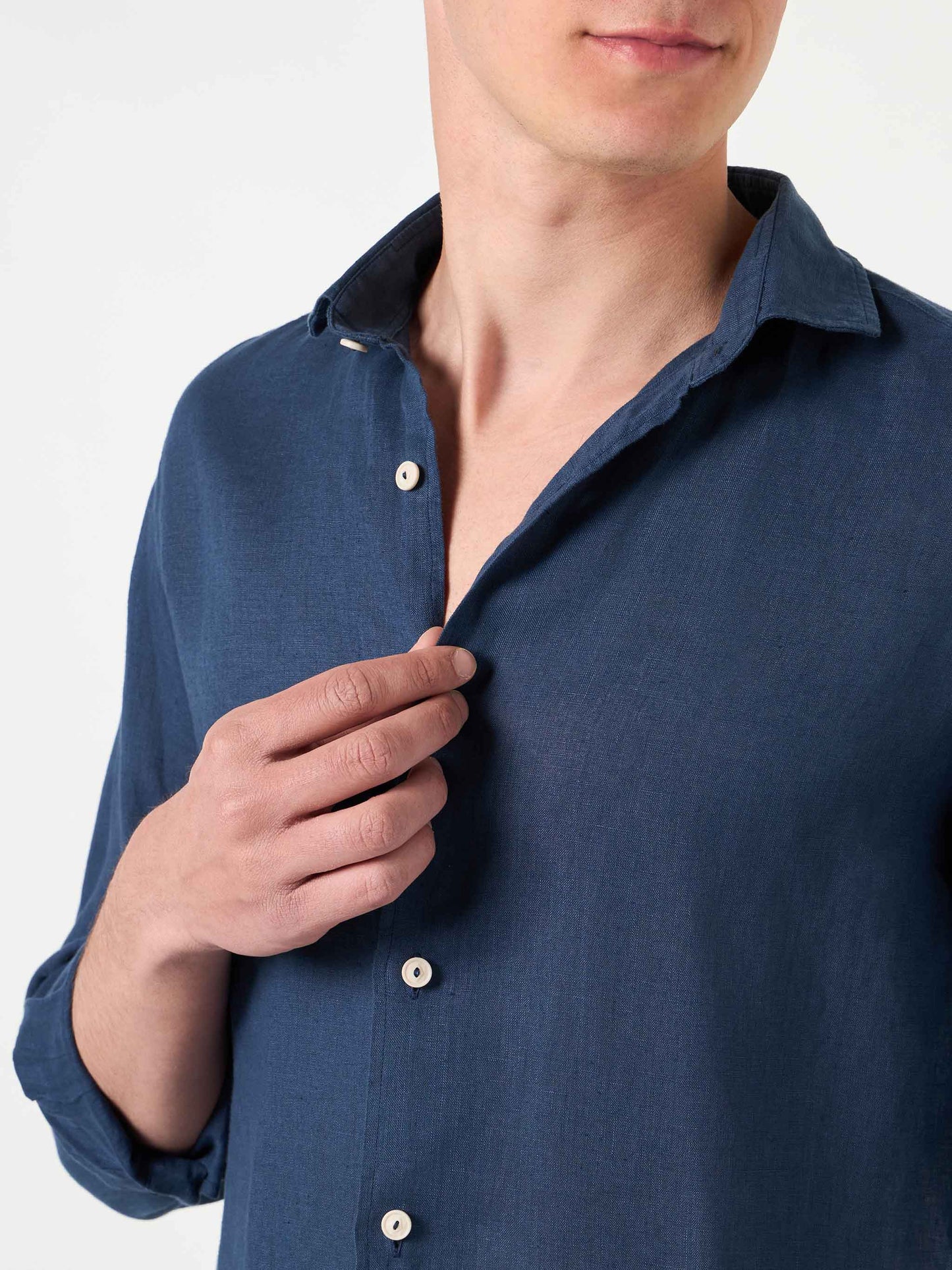 Camicia Pamplona in lino blu