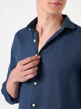 Camicia Pamplona in lino blu