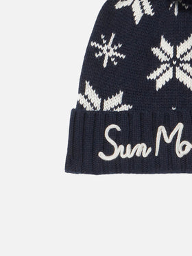 Man navy blue beanie with norwegian pattern - MC2 Saint Barth