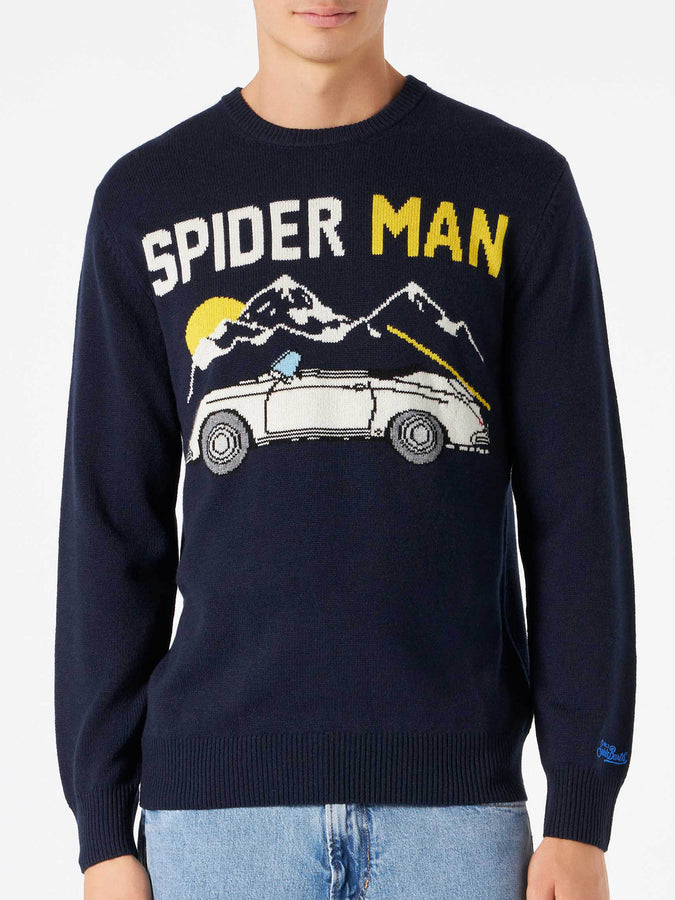 Mc2 Saint Barth Maglia da uomo blu navy con stampa auto