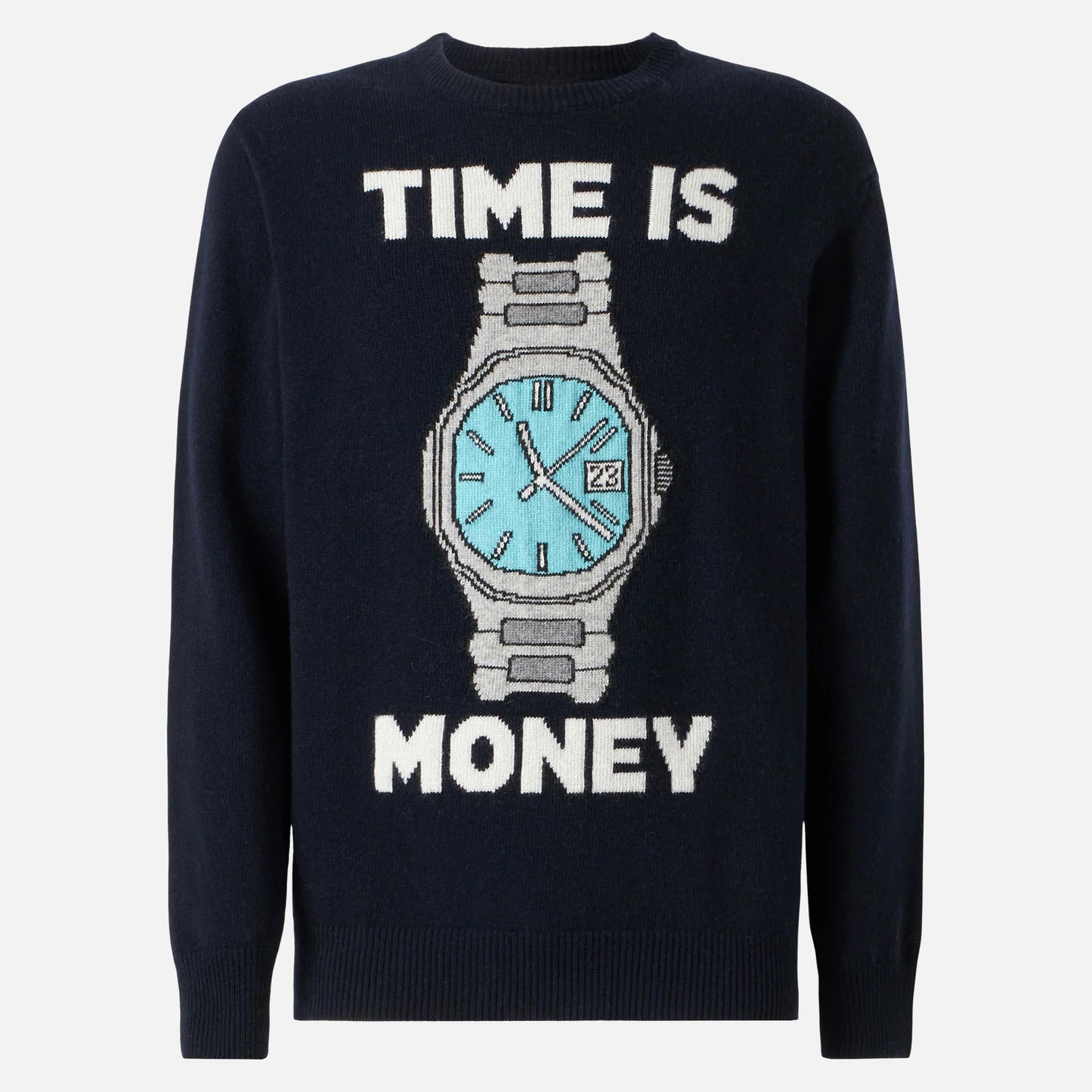Man sweater with Time is money embroidery