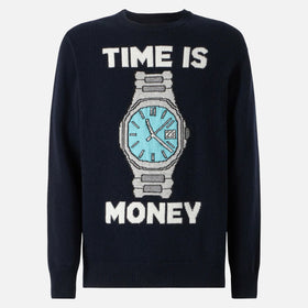 Man sweater with Time is money embroidery