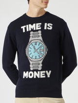 Man sweater with "Time is money" embroidery