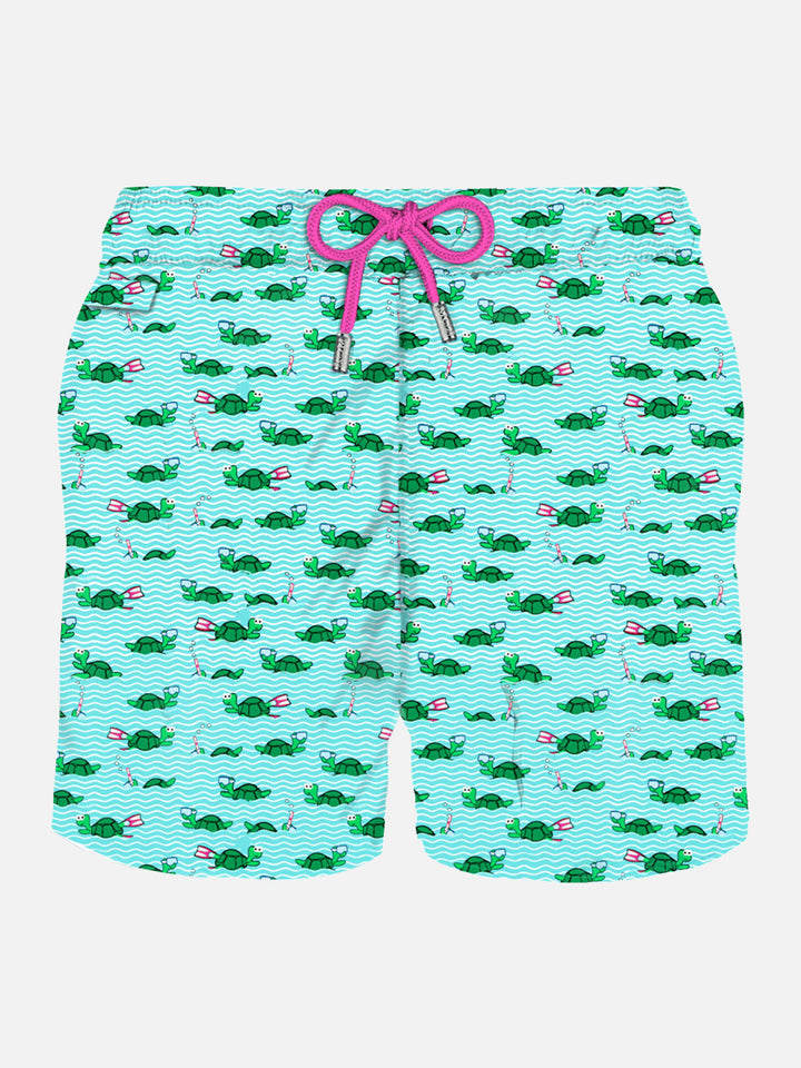 Man light fabric swim shorts with swimmer turtle print - MC2 Saint Barth