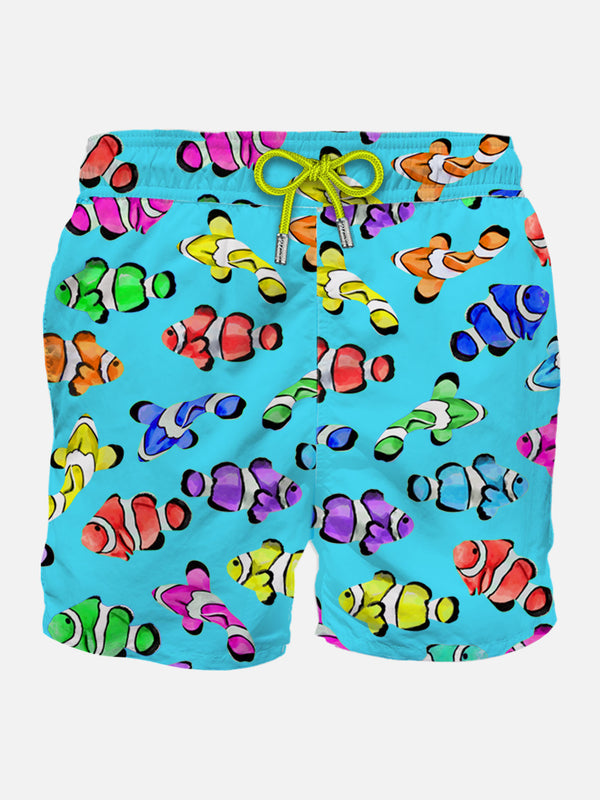 Klassische Herren-Badeshorts mit mehrfarbigem Clownfisch-Print