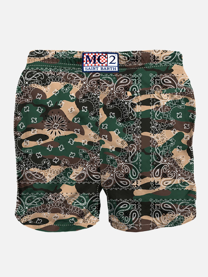 Man swim shorts with camouflage bandanna print - MC2 Saint Barth