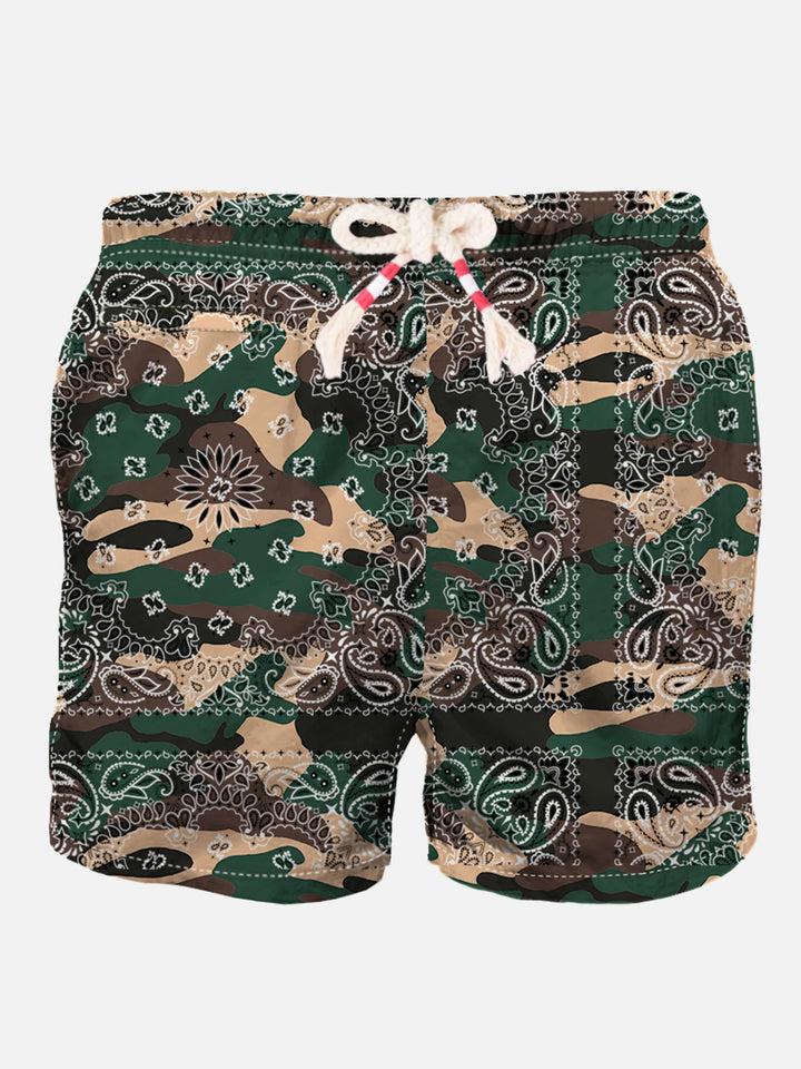 Man swim shorts with camouflage bandanna print - MC2 Saint Barth
