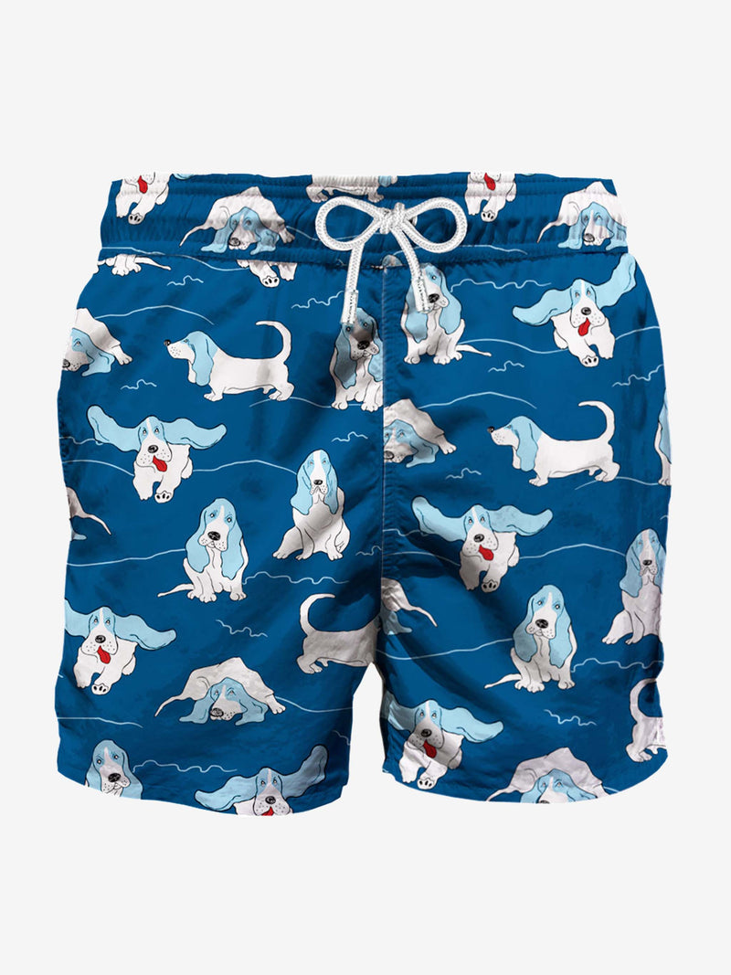 Badeshorts für Herren mit Basset Hound-Motiv